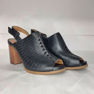 Elegant Black Leather Slingback Heels